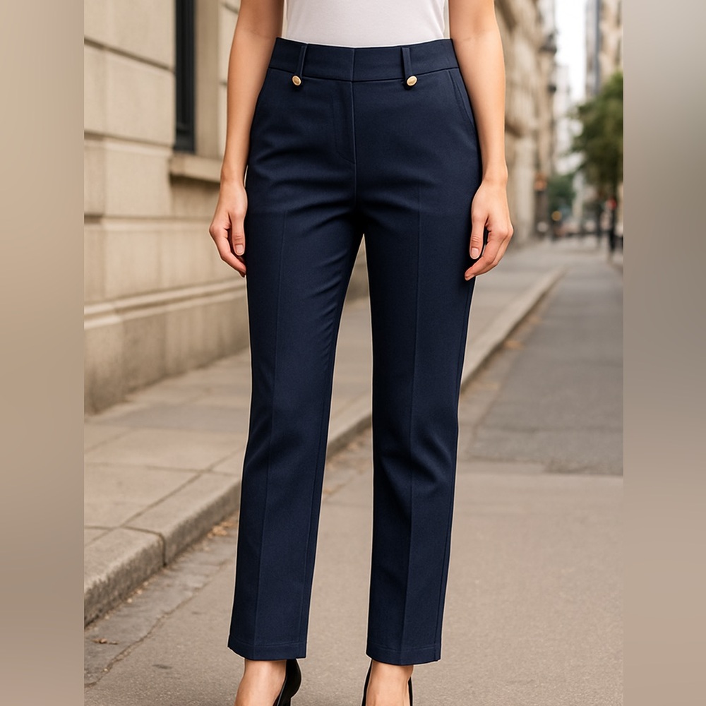 RAFAELLA Navy Blue Dress Pants =Size 10= Straight Leg Business Office Trousers